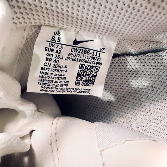 Nike Mens Crisp White Air Force 1 Low Sneakers Size 8.5 Barely Used CW2288-111 - Picture 10 of 10